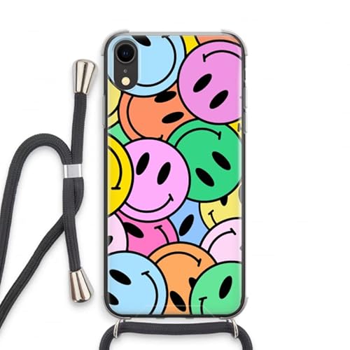 Case Company.® - Handykette für iPhone XR Handyhülle mit hochwertiger Kordel zum Umhängen - Smiley N°1 - Smartphone Crossbody - Schutz auf Allen Seiten und am Bildschirmrand von Case Company.