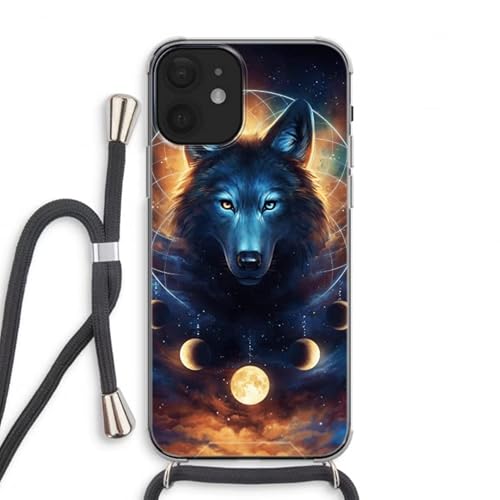 Case Company.® - Handykette füriPhone 12 Handyhülle mit hochwertiger Kordel zum Umhängen - Wolf Dreamcatcher - Smartphone Crossbody - Schutz auf Allen Seiten und am Bildschirmrand von Case Company.