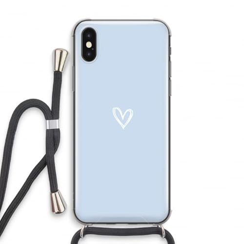Case Company.® - Handykette füriPhone XS Handyhülle mit hochwertiger Kordel zum Umhängen - Kleines Herz Blau - Smartphone Crossbody - Schutz auf Allen Seiten und am Bildschirmrand von Case Company.
