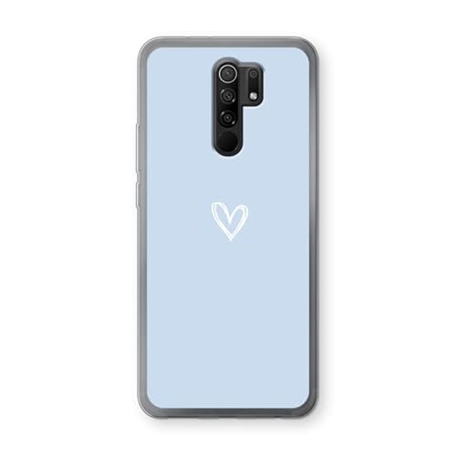 Case Company.® - Xiaomi Redmi 9 Handyhülle - Kleines Herz Blau - Silikon Handyhülle - Schutz für alle Seiten und Bildschirmrand von Case Company.