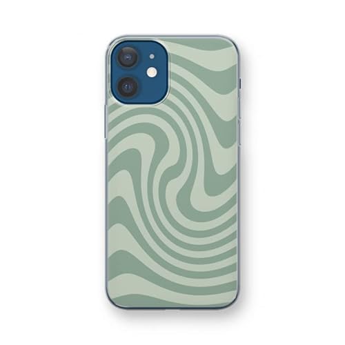 Case Company.® - iPhone 12 Mini Handyhülle - Swirl Grün - Silikon Handyhülle - Schutz für alle Seiten und Bildschirmrand von Case Company.