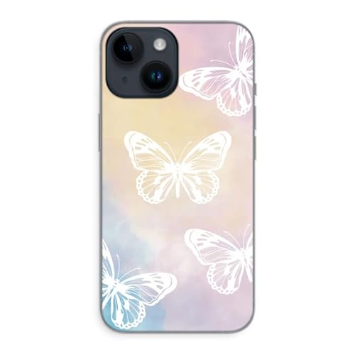 Case Company.® - iPhone 14 Handyhülle - White Butterfly - Silikon Handyhülle - Schutz für alle Seiten und Bildschirmrand von Case Company.