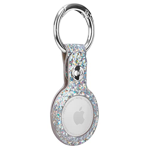 Case-Mate Clip Ring Schlüsselanhänger für Apple AirTags [Anti-Kratzer | AirTags Zubehör | Stoßfest | Modernes Design | Schützende AirTag Hülle inklusive Schlüsselanhänger] - Silber/Sparkle von Case-Mate