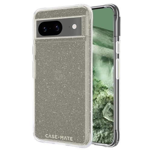 Case-Mate Google Pixel 8 Hülle [6,2 Zoll, 2023] [3,6 m Fallschutz] [kabelloses Laden] durchsichtige kristallgoldene Handyhülle für Google Pixel 8 – luxuriöse Glitzer-Abdeckung – stoßfest, von Case-Mate