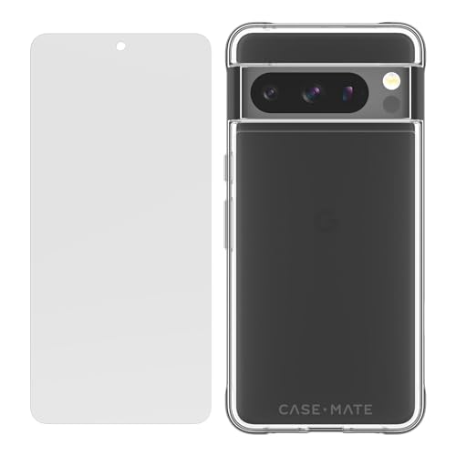 Case-Mate Google Pixel 8 Pro Hülle mit Displayschutzfolie aus gehärtetem Glas [6,3 Zoll, 2023] [3,6 m Fallschutz] [kabelloses Laden] robuste, transparente Handyhülle für Google Pixel 8 Pro, von Case-Mate