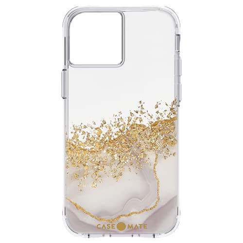 Case-Mate Karat Marble Case Schutzhülle kompatibel mit Apple iPhone 13 Mini Hülle [Stoßfest | Recyclebares Material | Fallschutz bis zu 3 m | Goldenes Marmor-Design] - Transparent/Gold von Case-Mate