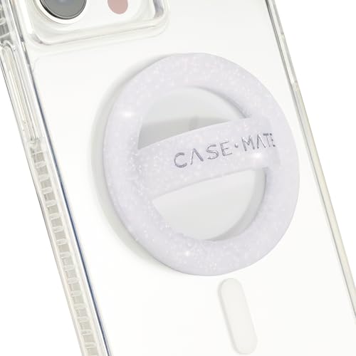 Case-Mate Magnetischer Handygriff Magsafe Loop Grip | Abnehmbarer Handy-griff | Weiche, Zusammenklappbare Magsafe-handygriffe Für Die Rückseite Des Iphone Pro Max 16/15/14/13 - Weißer Funkelnder von Case-Mate