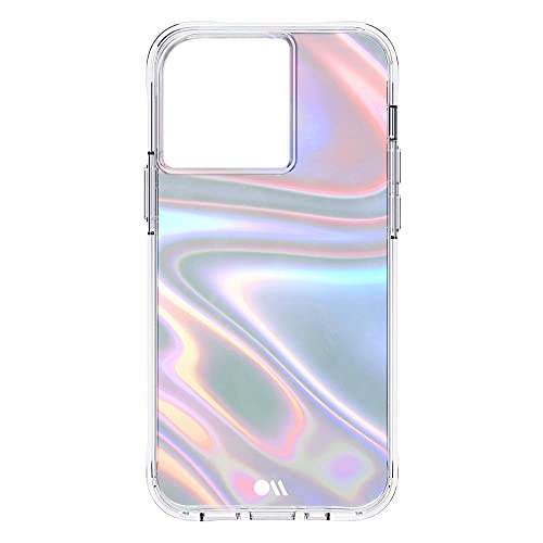 Case-Mate Soap Bubble Case kompatibel mit Apple iPhone 13 Pro Hülle [Wireless Charging (Qi), Seifenblasen-Look, Antimikrobielle Oberfläche, 3 m Fallschutz] - transparent/schillernd von Case-Mate