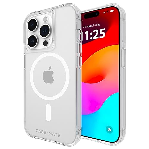 Case-Mate Tough Clear Mag-Safe Case Schutzhülle kompatibel mit Apple iPhone 15 Pro Hülle Durchsichtig (Recyceltes Material, 4,5 m Fallschutz, Integrierter Mag-Safe-Ring) - Transparent von Case-Mate