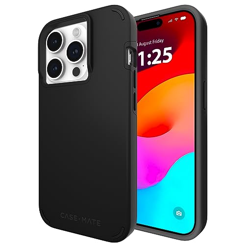 Case-Mate Tough Duo Schutzhülle für iPhone 15 Pro – Schwarz [3,6 m Fallschutz] [kabelloses Laden kompatibel] Handyhülle für iPhone 15 Pro 6,1 Zoll, stoßfestes Material, Kratzfeste Beschichtung, von Case-Mate