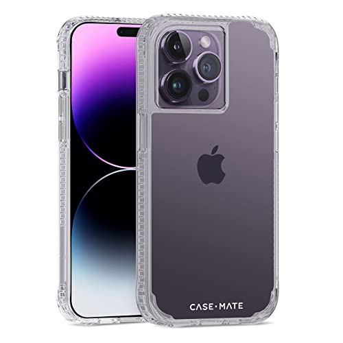 Case-Mate Tough Plus Schutzhülle für iPhone 14 Pro – transparent [4,5 m Fallschutz] [kabelloses Laden kompatibel] Handyhülle für Apple 14 Pro 6,1 Zoll, stoßfeste Abdeckung mit Anti-Vergilbung und von Case-Mate