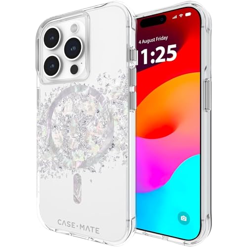 Case-Mate iPhone 15 Pro Hülle - Touch of Pearl [12FT Fallschutz] [Kompatibel mit MagSafe] Magnetische Hülle mit niedlichem Bling Glitzer für iPhone 15 Pro 6.1", Kratzfest, Stoßfest, Schlank Fit von Case-Mate