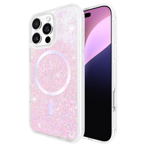 Case-Mate iPhone 16 Pro Max Hülle [Kompatibel mit MagSafe] – Schillernde Flüssigglitzer-Handyhülle mit 3,6 m Fallschutz – Premium-Magnethülle für iPhone 16 Pro Max – Seifenblasen-Wasserfall von Case-Mate