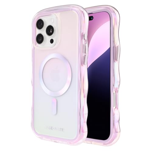 Case-Mate iPhone 16 Pro Max Hülle [Kompatibel mit MagSafe] – Stilvolle schillernde Handyhülle mit 3,6 m Fallschutz – Premium-Magnetabdeckung für iPhone 16 Pro Max – Seifenblase gewellt von Case-Mate