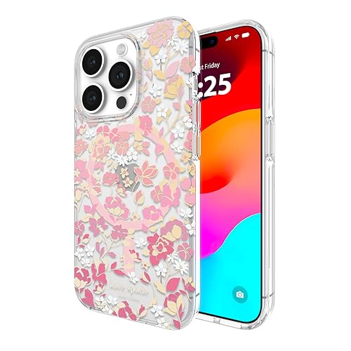 kate spade new york iPhone 15 Pro Tasche, Kompatibel mit MagSafe - Blumenbeet Pink Ombre von Kate Spade New York