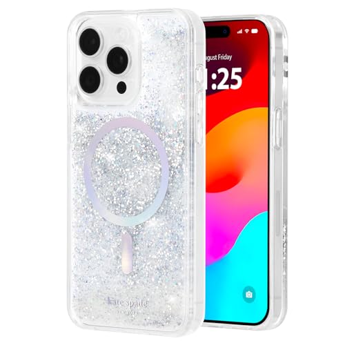Kate Spade New York iPhone 15 Pro Hülle, kompatibel mit MagSafe - Flüssiger Glitzer irisierend von Kate Spade New York