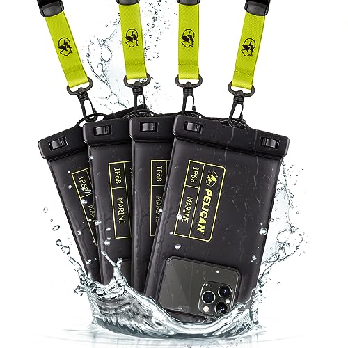 Pelican Marine – IP68 wasserdichte Handytasche/Hülle (4 Stück Normale Größe) – schwimmende wasserdichte Handyhülle für iPhone 14 Pro Max/13 Pro Max/12 Pro Max/S23 Ultra – abnehmbares Umhängeband – von Pelican
