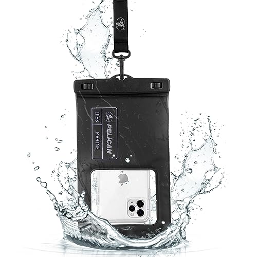 Pelican – Marine Series – IP68 wasserdichte schwimmende Schutzhülle für iPhone 14 Pro Max, 14 Plus, 13, 12, 11 – abnehmbares Umhängeband – universelle Kompatibilität – Schwarz von Case-Mate