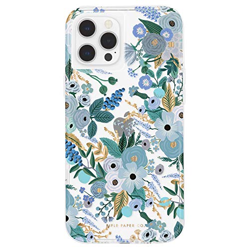 RIFLE PAPER CO. Garden Party Blue Case Apple iPhone 12/12 Pro Handy-Hülle [Stoßfeste Schutzhülle | Anti-Kratzer | Antimikrobiell | Fallschutz bis zu 3 m] - Transparent von Case-Mate