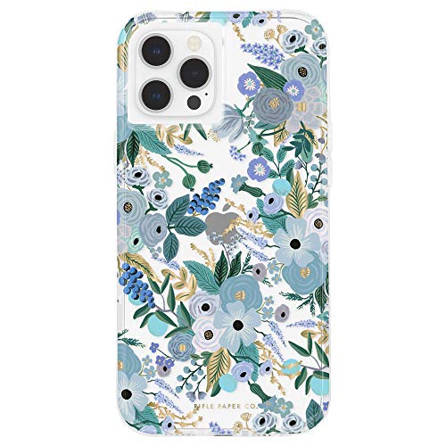 RIFLE PAPER CO. Garden Party Blue Case Schutzhülle für Apple iPhone 12 Pro Max Hülle Blumen [Stoßfestes iPhone 12 Pro Max Case Blumen | Anti-Kratzer | Fallschutz bis zu 3 m] - Transparent von Case-Mate