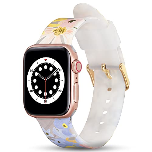 Rifle Paper Co. Apple Watch Armband – 38 mm 40 mm 41 mm – Marguerite – Metallic-Gold-Finish Verschluss mit flexiblem dehnbarem Band – luxuriöses florales weiches Armband Ersatz für iWatch Serie 9 8 7 von Case-Mate