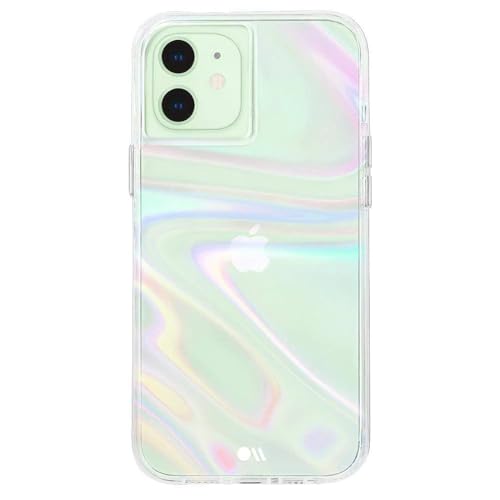 case-mate Soap Bubble Case Apple iPhone 12 Mini (5,4" Zoll) Hülle [MagSafe und Wireless Charging (Qi) kompatibel, Seifenblasen-Look, Antimikrobiell, 3 Meter Fallschutz] - transparent/schillernd von Case-Mate