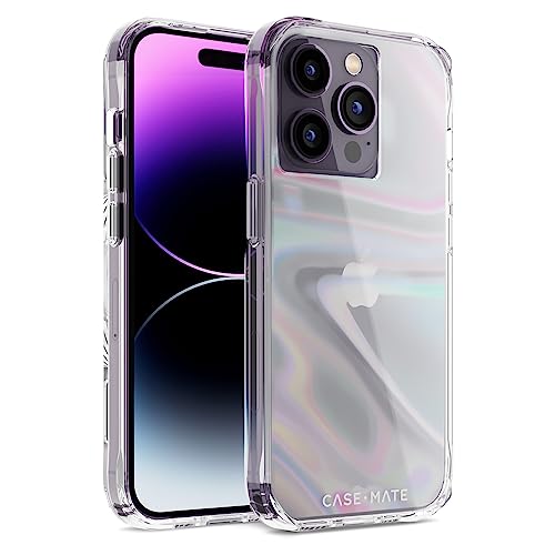case-mate Soap Bubble Case Schutzhülle kompatibel mit Apple iPhone 14 Pro Hülle Regenbogen [Farbwechsel-Effekt | 3 m Fallschutz | Recyceltes Material] - Transparent/Schillernd, Mehrfarbig von Case-Mate