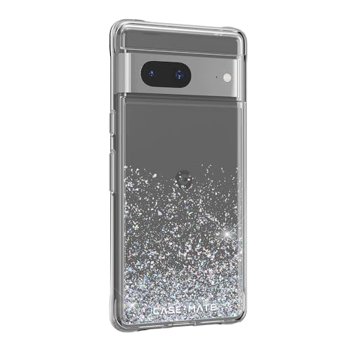 case-mate Twinkle Ombre Case Schutzhülle für Google Pixel 7a Hülle Glitzer [3 m Fallschutz | Made for Google Zertifiziert | Pixel 7a Glitzer-Hülle | Aus recyceltem Material] - Transparent von Case-Mate