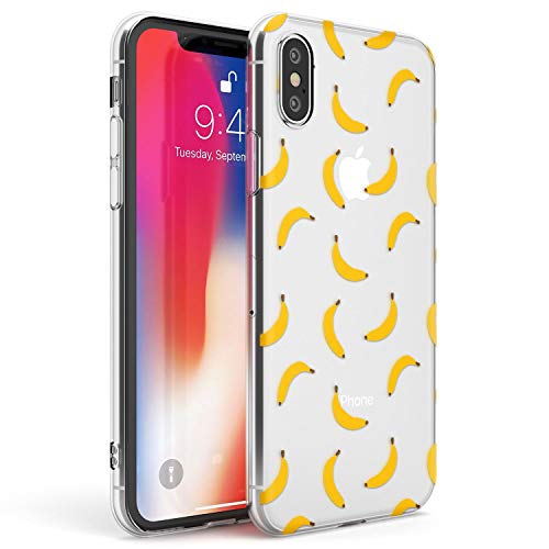 Bananen-Frucht-Muster-Transparent Slim Hülle kompatibel mit iPhone XS TPU Schutz Light Phone Tasche mit Obst Niedlich Transparent Muster Bunt von Case Warehouse