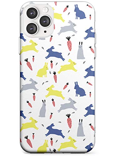Bunte Häschen auf festem Weiß Slim Hülle kompatibel mit iPhone 11 Pro TPU Schutz Light Phone Tasche mit Hase Hase Muster Niedlich Tier von Case Warehouse