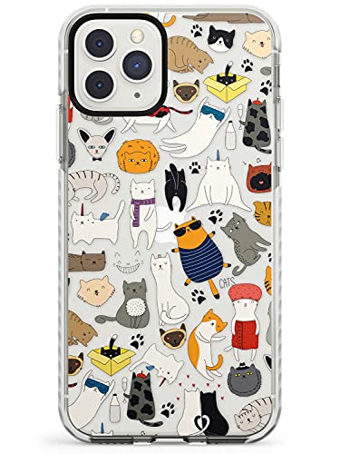 Cartoon Cat Collage – Farbe Impact Handyhülle für iPhone 12 | 12 Pro TPU Schutzhülle leicht stark Cover mit Katzenliebhaber Haustier Besitzer niedlich lustig von Case Warehouse