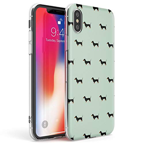 Case Warehouse Dachshund-Muster Slim Hülle kompatibel mit iPhone XS TPU Schutz Light Phone Tasche mit Haustier Weiner Dog Doxie Hündchen Rasse von Case Warehouse