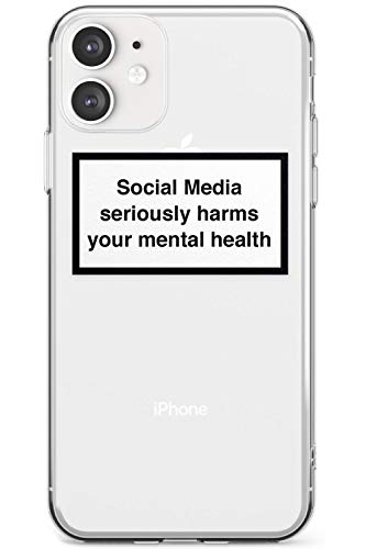 Case Warehouse Social Media schadet ernsthaft Ihre geistige Gesundheit Slim Hülle kompatibel mit iPhone 11 TPU Schutz Light Phone Tasche mit Warnschild Minimal von Case Warehouse