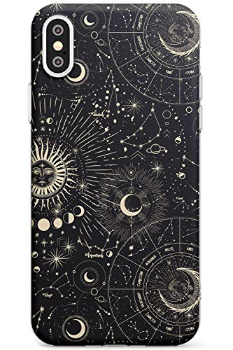 Case Warehouse Sonnen und Stern Charts Stern Slim Hülle kompatibel mit iPhone XS TPU Schutz Light Phone Tasche mit Tierkreis Jahrgang Sterne Platz Moons von Case Warehouse