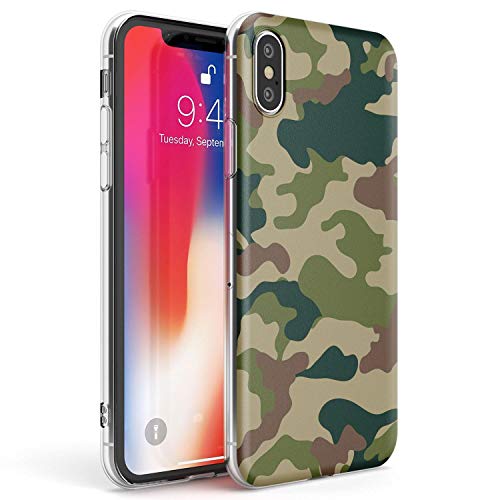 Case Warehouse Woodland Britische Camo Slim Hülle kompatibel mit iPhone XS TPU Schutz Light Phone Tasche mit Hot Fashion Trend Tarnung Mode Designer von Case Warehouse