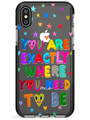 Exactly Where You Need To Be Black Impact Impact Phone Case for iPhone X/XS, for iPhone 10 | Protective Dual Layer Bumper TPU Silikon Cover Pattern Printed | Color Bubble Art Pattern Vibrant von Case Warehouse