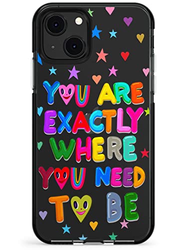 Exactly Where You Need To Be Black Impact Impact Phone Case für iPhone 13 Mini | Schützende Dual Layer Bumper TPU Silikon Cover Muster Gedruckt | Farbe Bubble Art Muster Lebendig von Case Warehouse