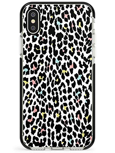 Gemischte Pastelltöne Leopard Muster Schwarz Impact Handyhülle für iPhone Xs TPU Schutzhülle Leicht Stark Cover mit Tierdruck Helle Farben Leopard von Case Warehouse