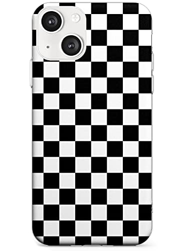 Schutzhülle für iPhone 13 Mini (kariert), TPU, leicht, robust, mit Muster, abstraktes Schachbrett, kariert, Schwarz von Case Warehouse