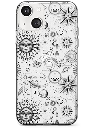 Suns & Planets Astrologische Slim TPU Schutzhülle für iPhone 13 leicht stark mit Sternzeichen Vintage Sterne Weltall Mond von Case Warehouse