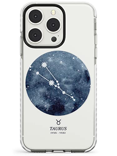 Taurus Zodiac Transparent - Blue Impact Phone Case for iPhone 13 Pro Max TPU Protective Light Strong Cover with Zodiac Clear Watercolor Horoscope Astrologie von Case Warehouse