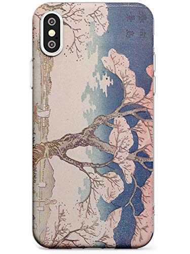 Vintage Japanische Illustrationen Kirschbaum Schlank Handykette Hülle für iPhone X / XS, for iPhone 10 | Clear Silikon TPU Schutz Leicht Ultra dünn Hülle Muster Printed | Real Japan Kunst Malerei Asia von Case Warehouse