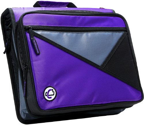 Case-it LT-007 Universal-Ordner mit Reißverschluss, 5,1 cm (2 Zoll) große Tasche, gepolsterte Tasche, für bis zu 33 Zoll Laptop/Tablet, mehrere Taschen, 400 Seiten Kapazität, mit Schultergurt, Violett von Case-it