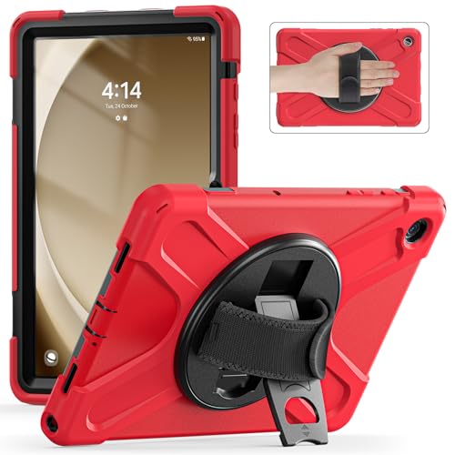 Case2Go - Hülle kompatibel mit Samsung Galaxy Tab A9 Plus - Schwerer Rüstungskoffer mit Handschlaufe - TPU Tablet Case Schutzhülle - Rot von Case2Go