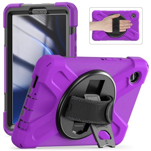 Case2Go - Hülle kompatibel mit Samsung Galaxy Tab A9 - Schwerer Rüstungskoffer mit Handschlaufe - TPU Tablet Case Schutzhülle - Lila von Case2Go