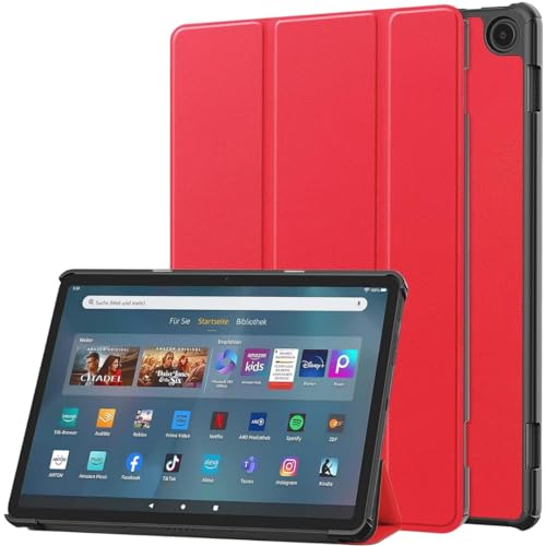Case2go - Hülle kompatibel mit Amazon Fire Max 11 (2023) - Mit AutoWake-Funktion - Kunstleder Tablet Case Schutzhülle - Rot von Case2go