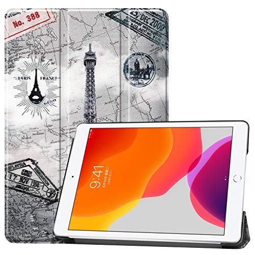 Case2go - Hülle kompatibel mit Apple iPad 10.2 (2021/2020/2019) - Mit AutoWake-Funktion - Kunstleder Tablet Case Schutzhülle - Eiffelturm von Case2go