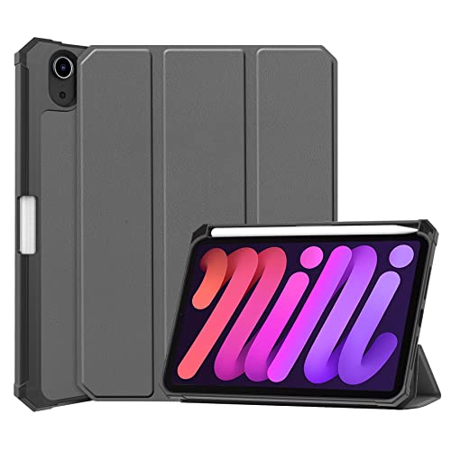 Case2go - Hülle kompatibel mit Apple iPad Mini 6 8.3 (2021) - Mit Stifthalter - TPU Tablet Case Schutzhülle - Grau von Case2go