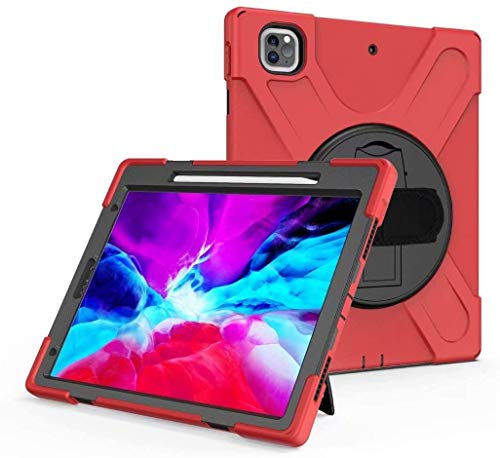 Case2go - Hülle kompatibel mit Apple iPad Pro 12.9 (2020) - Mit Griff - Plastik Tablet Case Schutzhülle - Rot von Case2go