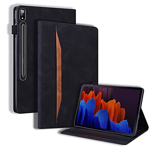 Case2go - Hülle kompatibel mit Lenovo Tab P12 Pro - Mit Kartenhalter - PU-Leder Tablet Case Schutzhülle - Schwarz von Case2go
